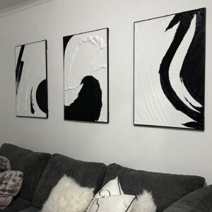 A1 Set of Three Black and White Abstract Wall Art