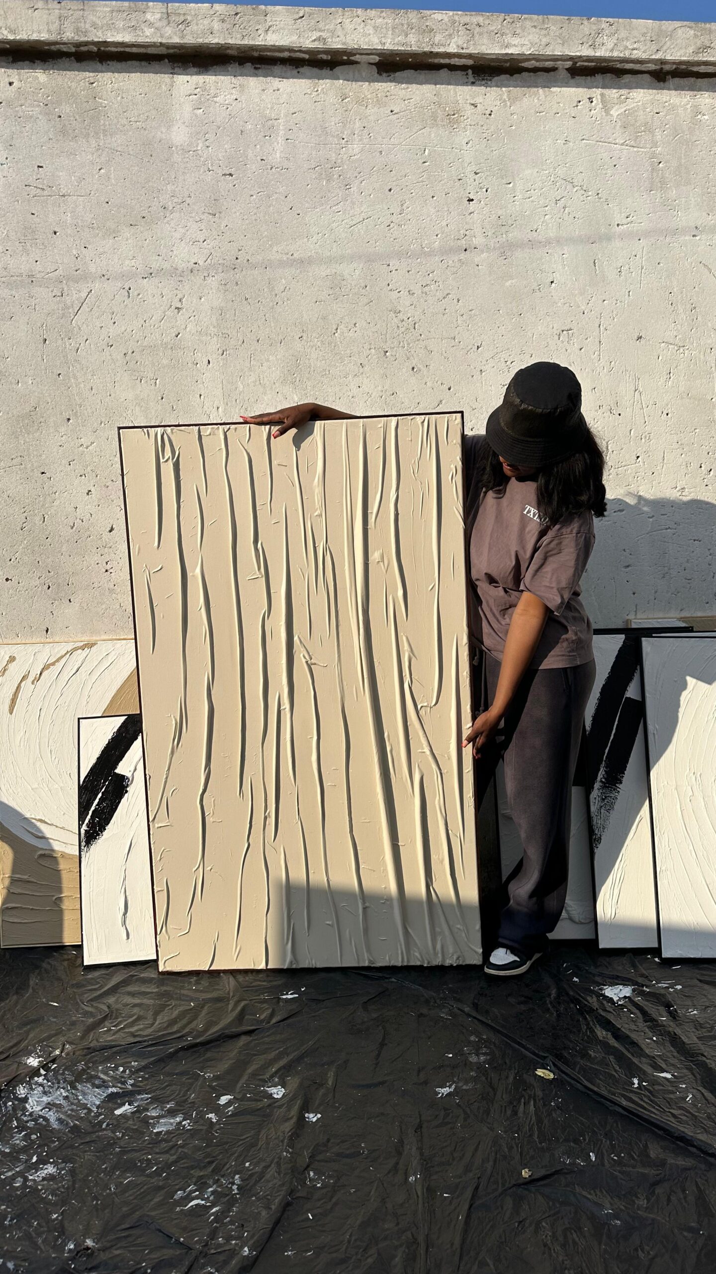 A0 stretched beige sheet canvas - Image 5