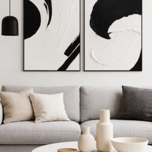 A0 black and white textured wall art