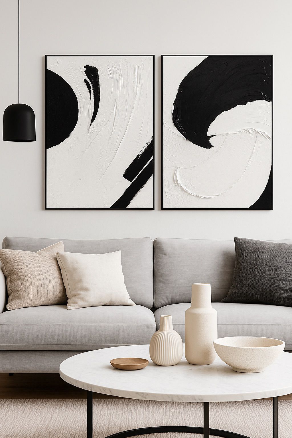 A0 black and white textured wall art