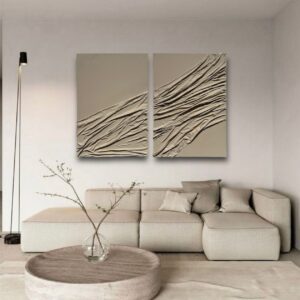 A1 Set of two Beige Sheet Textured Wall Art