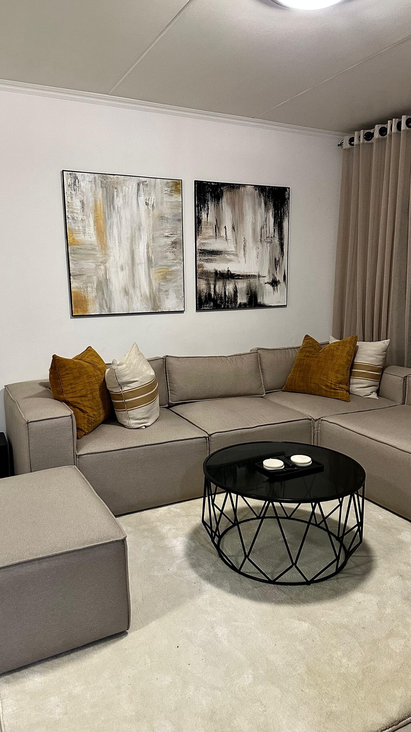 Set of two Contemporary Neutral Abstract Wall Art Set - Image 4