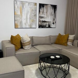 Set of two Contemporary Neutral Abstract Wall Art Set