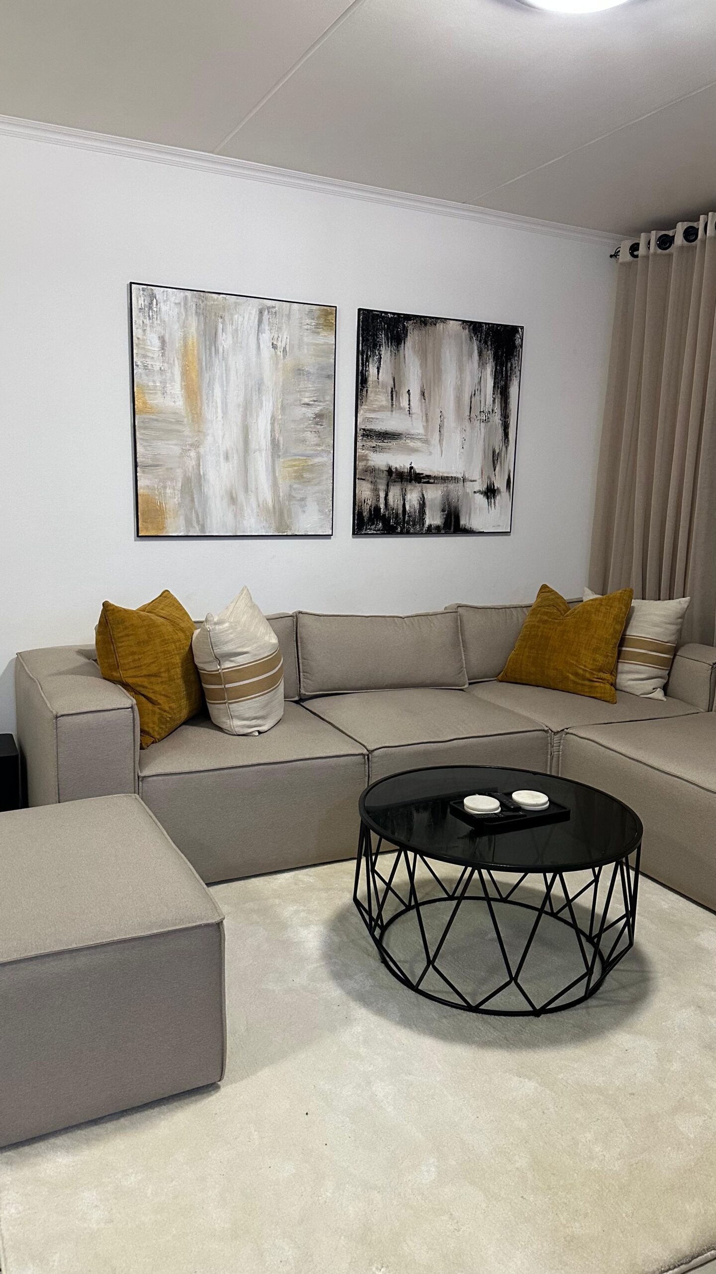 Set of two Contemporary Neutral Abstract Wall Art Set