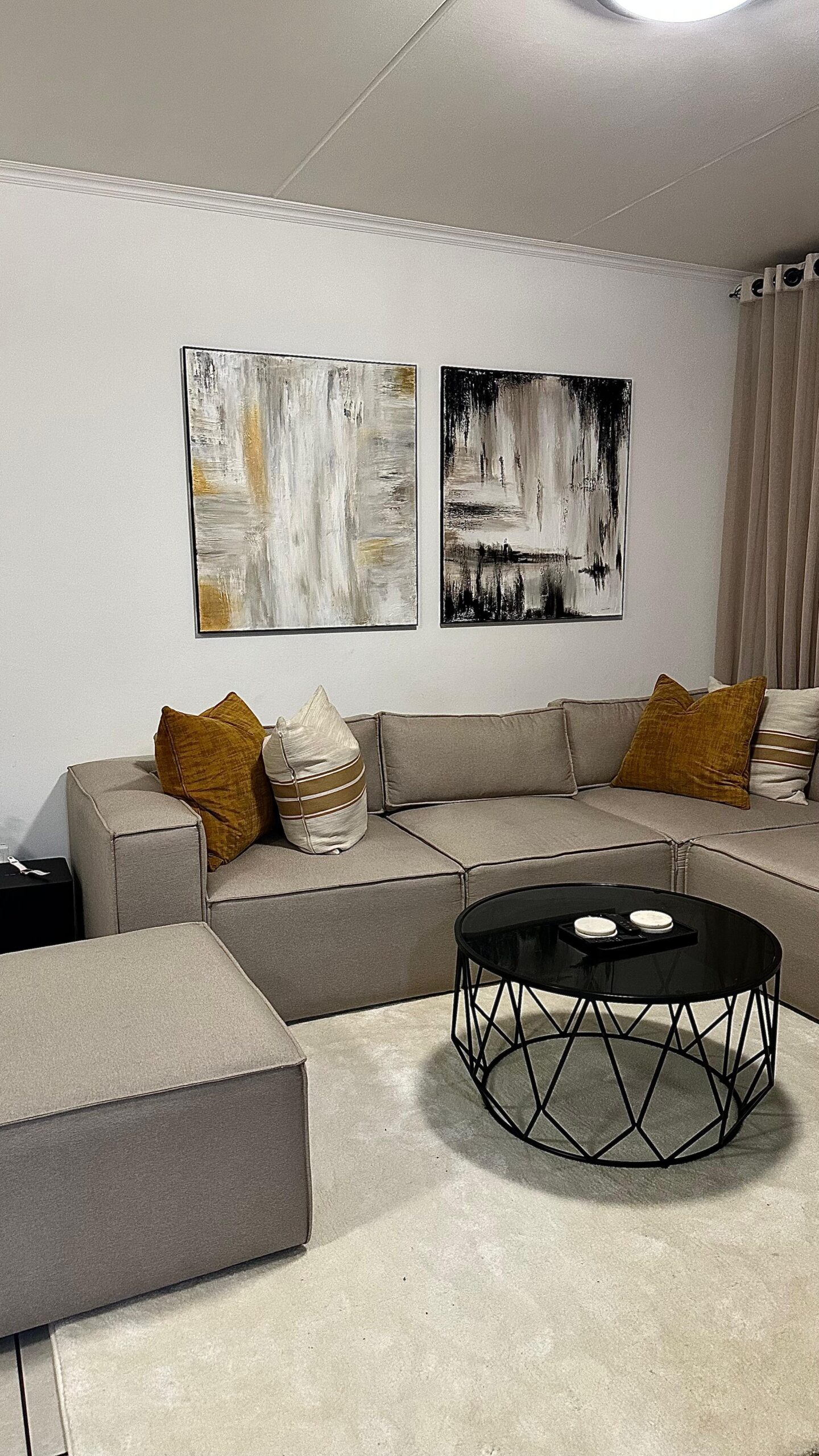 Set of two Contemporary Neutral Abstract Wall Art Set - Image 3