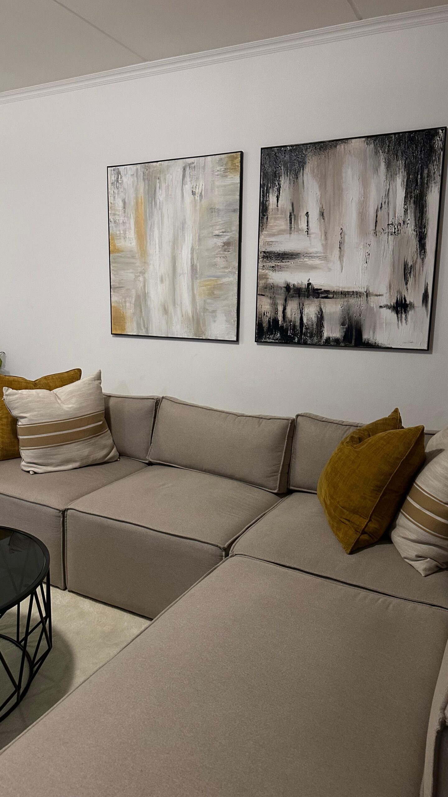 Set of two Contemporary Neutral Abstract Wall Art Set - Image 2