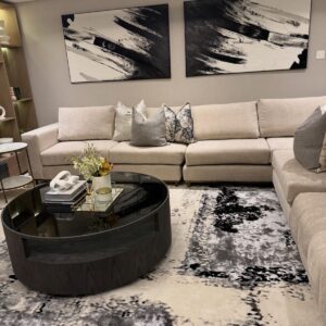 A0 stretched Set of Two Black & White Flare Brush Wall Art