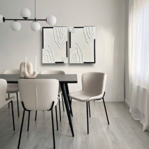 A2 Set of Two Black & White Contour Line Wall Art with illusion frames