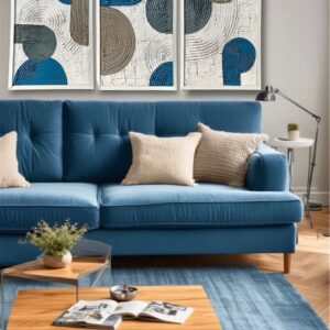 A2 blue arch set of three textured art